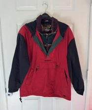 Vintage Obermeyer Ski Lightweight Anorak Pullover Jacket Men’s Red Black Medium