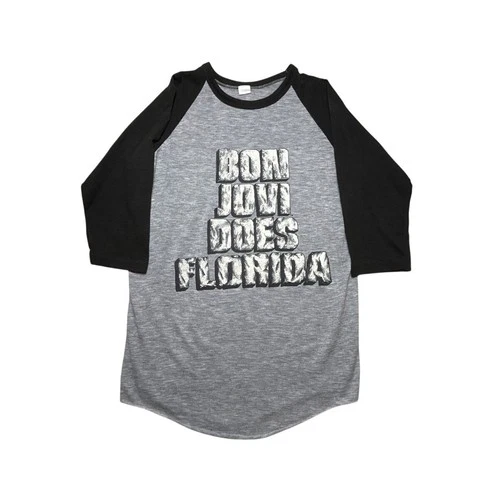 Bon Jovi Does Florida Tour Raglan Tee L Band Co 1980s vintage concert t-shirt, vintage, single stitch, B+ condition