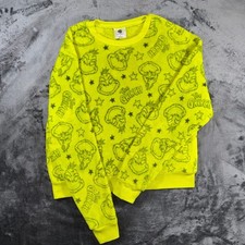Dr Seuss The Grinch Fleece Sweatshirt Neon Green All Over Print Pullover Medium