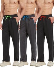 Men s Athletic Pants with Zipper Pockets Open Bottom Lightweight Sweatpants, ...
