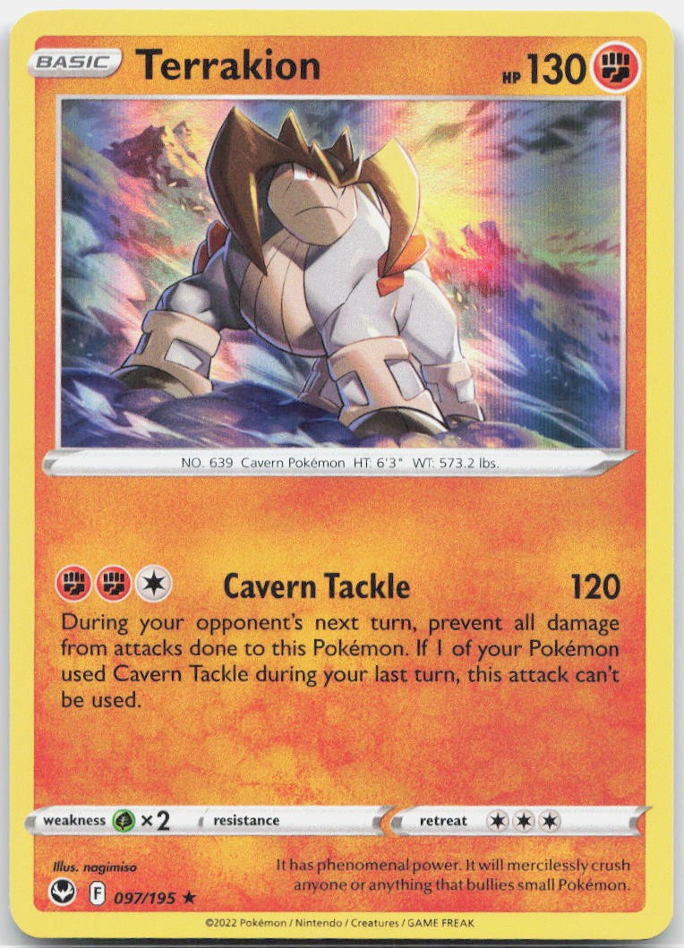 Terrakion 097/195 Holo Rare Silver Tempest Pokemon Near Mint