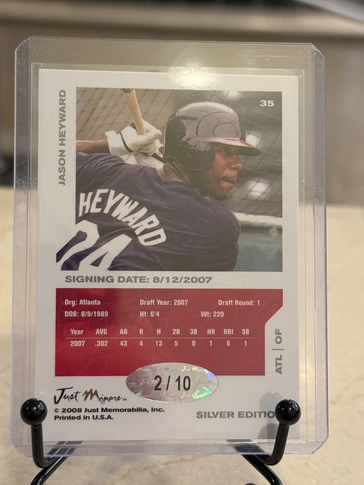 JASON HEYWARD 2008   SIGNING DATE AUTOGRAPH # 2 / 10 Silver Edition - Image 2 of 4