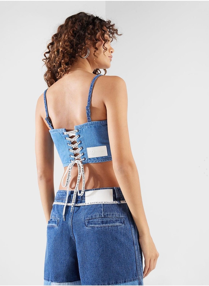 adidas x KSENIASCHNAIDER Denim Corset Top Womens Patchwork Slim