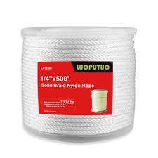 1/4 500ft White Solid Braid Nylon Rope 1100Ib High UV Resistance and Wear Resist