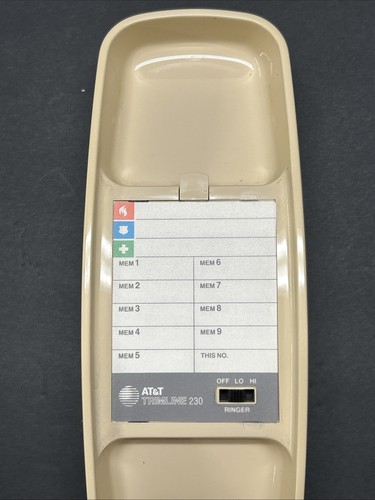 Vintage Beige / Tan AT&T 230 Trimline Corded Desk Wall Push Button Telephone - Zdjęcie 6 z 13