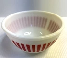 Hazel Atlas 7 Inch Red and White Candy Stripe Milk Glass Mixing Bowl Vintage