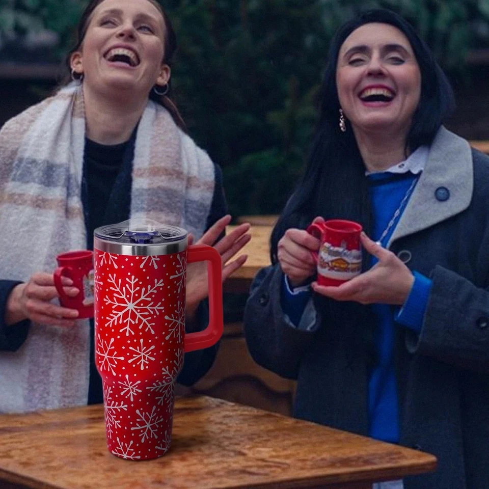 Christmas Tumbler with Handle and Straw Lid 40 oz,Cute 40 Ounces, Red - Imagem 2 de 4