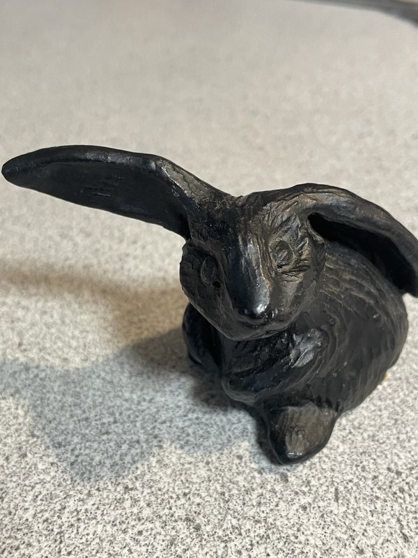 CANADIAN COAL BLACK BUNNY WITH LONG EARS FIGURINE
