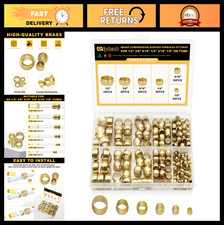 228PCS Brass Compression Sleeves Ferrules for 1/8" to 1/2" Tubing - Hose Fitting