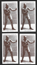 4 X 1938 CHURCHMAN JACK JOHNSON BOXER BOXING PERSONALITIES CIGARETTE CARDS EXC