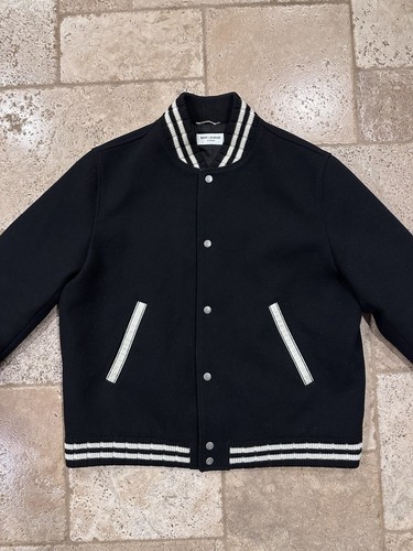 Saint Laurent Paris Signature Logo Teddy Black Bomber Jacket - 第 3/16 張圖片