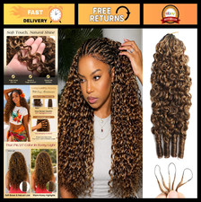 18" Burmese Curly Crochet Hair 60g - Highlighted Remy Extensions, Knotless, Reus