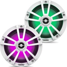 2x 6.5" 225 Watt Waterproof White Marine RGB LED Coaxial Speakers