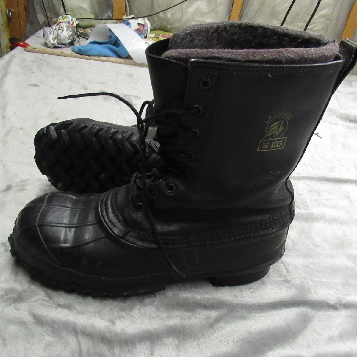 LaCrosse De Icer Boots Black Leather Steel Toe Duck Lace Up Insulated Size 10 LaCrosse Black Leather Boots for Men | eBay main image 4