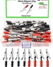 50 PCS 52 mm/2 inch Metal Alligator Clips 50pcs-52mm(red+black), Red, Black 