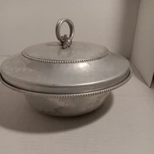 Vintage BW BUENILUM Hammered Aluminum 2 Side Serving Dish with Decorative Lid