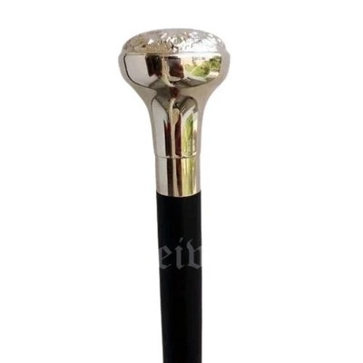 Walking Stick Cane Marine Handmade Shinny Brass Marine Knob Handle Black Wooden