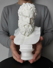 Farnese Hercules Bust – 3D Printed Sculpture – White Classical Statue – 10 inch