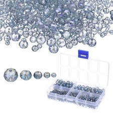 712Pcs Rondelle Crystal Beads 3-10mm Faceted Glass Loose Beads Blue