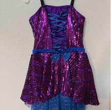 Dance Costume Large Child Purple Revolution 743 Jazz Clogging Sequin Dots Dress