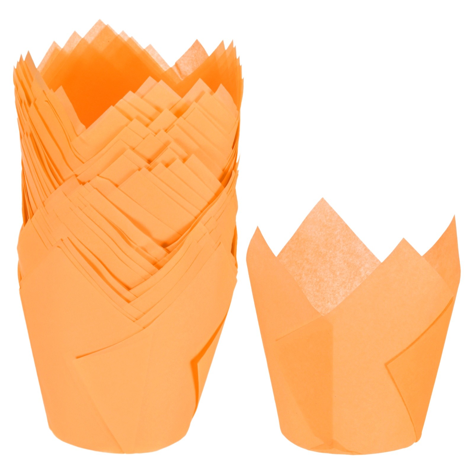 50-Pack Orange Tulip Cupcake Liners, Greaseproof Baking Cups for Parties