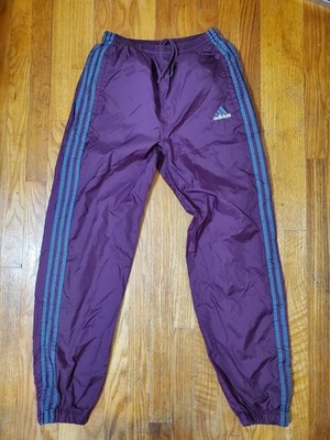 Adidas Sportswear Vintage 90s Burgundy Purple Nylon Track Pants Size Small