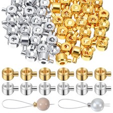 60 PCS Crimp Beads for Jewelry Making Supplies, Crimping Beads, Brass Crimp B...