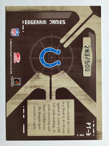 2006 Donruss Elite Prime Targets Black #3 Edgerrin James - Picture 2 of 2