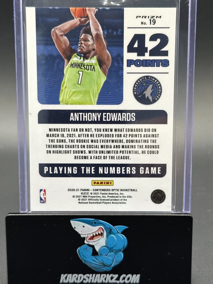 2020 Optic Anthony Edwards Playing the Numbers Game Red Cracked Ice RC rookie - Image 2 of 2