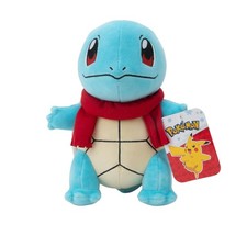 Pok mon Official  Premium Quality 8-inch Holiday Squirtle Plush with Red Scarf