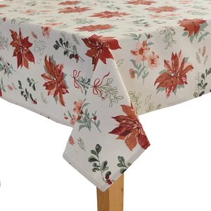 St. Nicholas Square® Poinsettia Shimmer Fabric Tablecloth 60" X 84".
