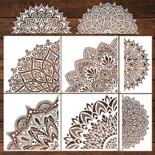 Sistink Large Mandala Stencils for Painting - Folk Rangoli white