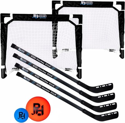 - Kids Hockey Set   (4) Sticks, (2) Mini Goals, (1) Foam & (1) Standard Balls