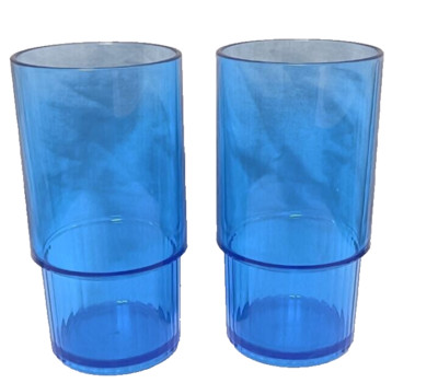 New Tupperware 400 ml Trendy Blue Tumbler Glass Set of 2 Kitchen Drinkware Gift