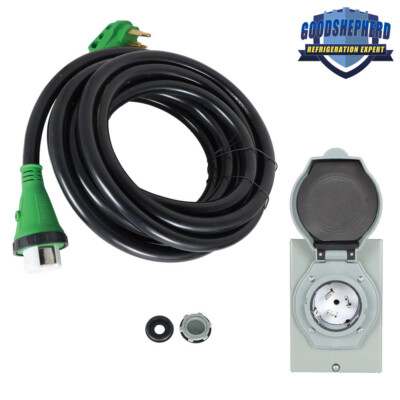 50Amp 4 Prong 25-30FT 125/250V Generator Cord and Pre-Drilled Power Inlet Box