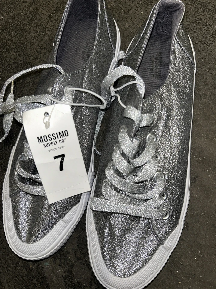 NEW Women’s June Glitter Sneakers - Mossimo Supply Co.™ Silver Sparkly Size 6 - Image 2 of 4
