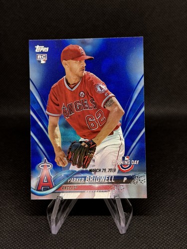 2018 Topps Opening Day Parker Bridwell RC Blue Foil #197 - Los Angeles Angels