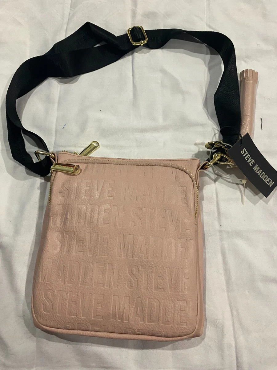 Steve Madden Crossbody Purse Bag Pink with Black Straps