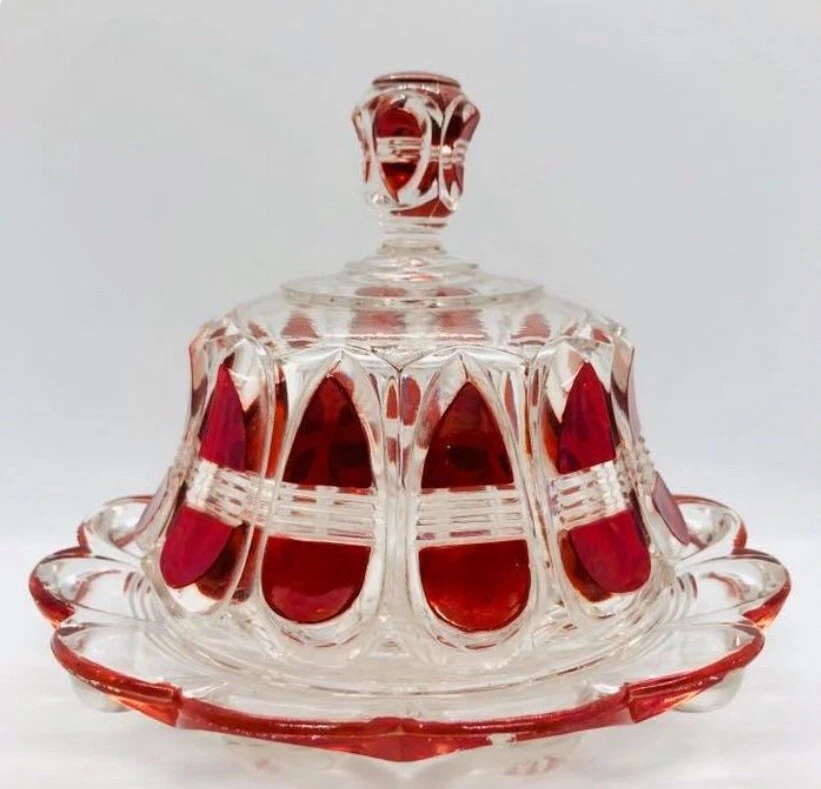6 Piece Set EAPG US Glass Co. #15004 Barred Oval Pattern Ruby 1892 - Image 3 of 4