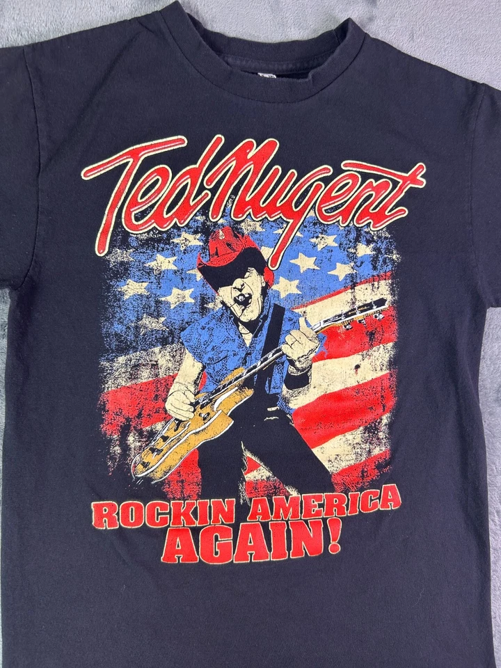 Ted Nugent Rockin' America Again 2017 Tour T 恤黑色大号美国 — 第 2/4 张图片