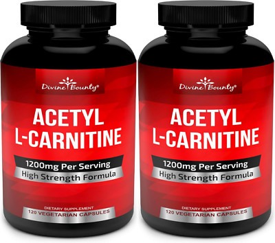 Divine Bounty Acetyl L-Carnitine 1200mg 120 Veg Caps High Strength (2 Pack)
