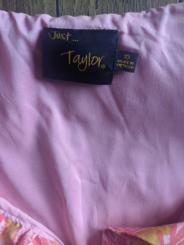Just Taylor Womens Pink/Orange Cotton V-Neck Sleeveless Maxi Dress Sz 10 Barbie! - Picture 3 of 12