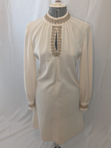 Vintage 1960s Handmade Gold Lined Tunic Formal Party Dress - Picture 3 of 10