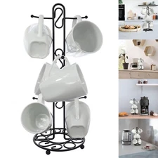 Coffee Mug Tree Holder for 6 Mugs Black Cup Rack Counter Organizer for Kitchen