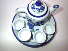 Minature BLUEBERRY Motiff Toy Ceramic Tea Set  