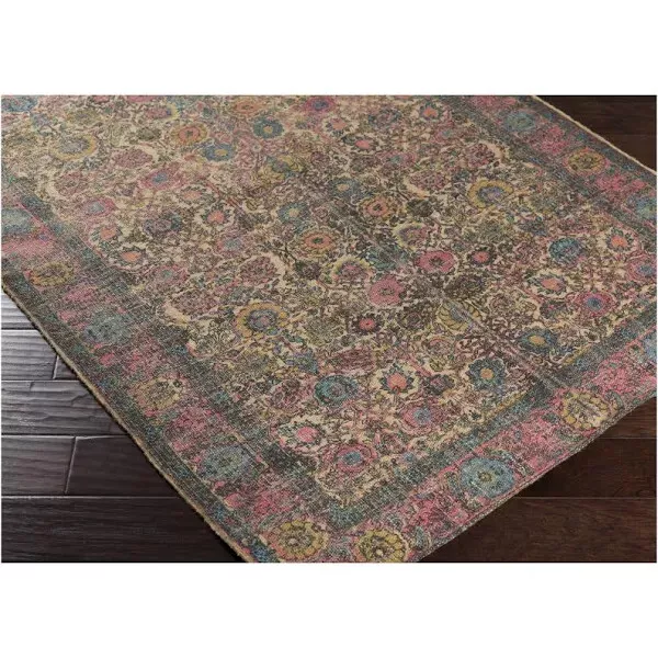 Small Oriental Rug Surya SDI-1002 Shadi, 2' x 3', Khaki & Bright Pink NEW - Image 2 of 3