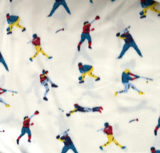 Tossed Baseball Players on Blizzard Fleece Fabric - BTY x 59 NEW