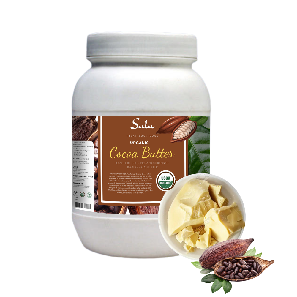 USDA Organic 100% Pure Unrefined Cocoa Butter with Rich Chocolate Aroma
