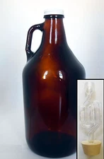 1/2 gal. Amber Glass Jug  WITH STOPPER, AIRLOCK & CAP 64 oz Growler - Wine Beer 