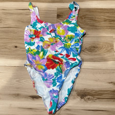 Danskin Vintage 80  s Floral Retro One Piece Bodysuit Women  s Medium